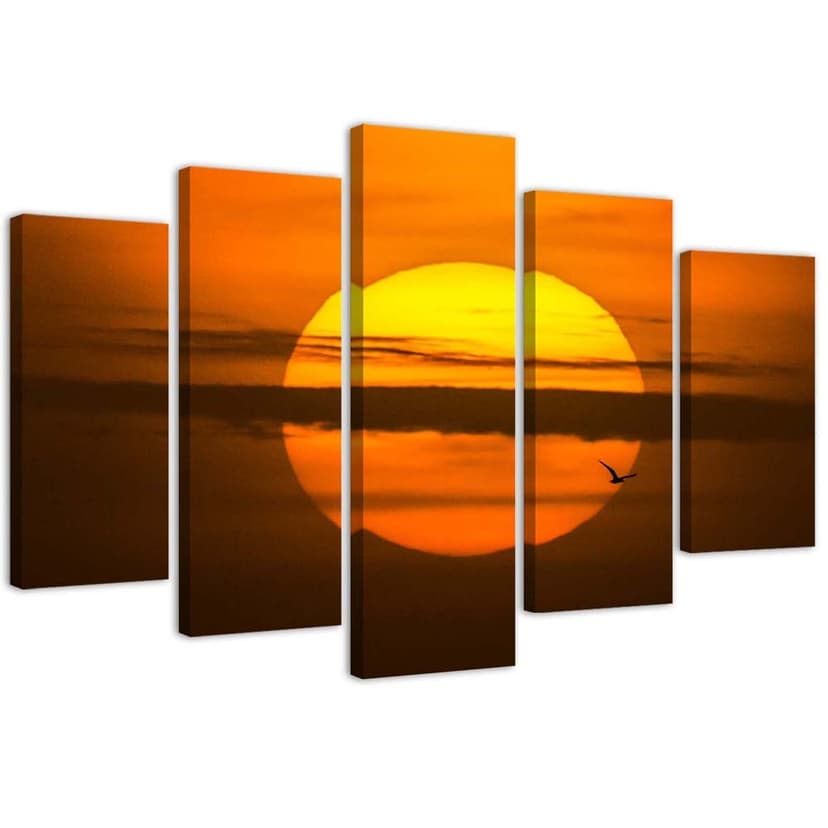 Stampa su tela 5 pezzi, Tramonto