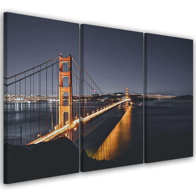 Stampa su tela 3 pezzi, Golden Gate San Francisco