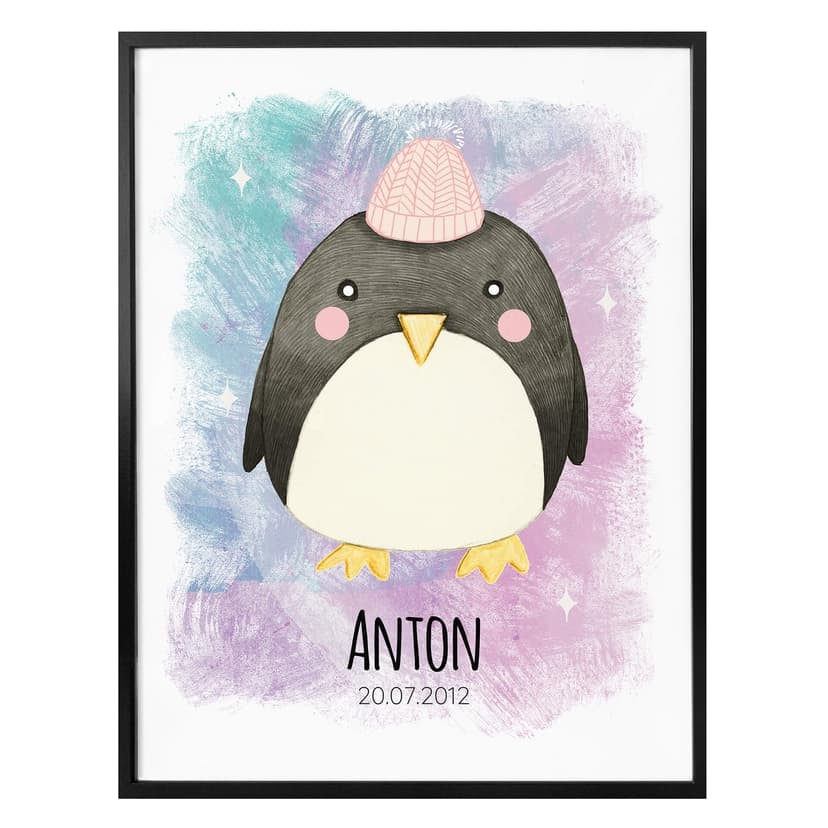 Poster Loske pinguino + Testo personalizzato