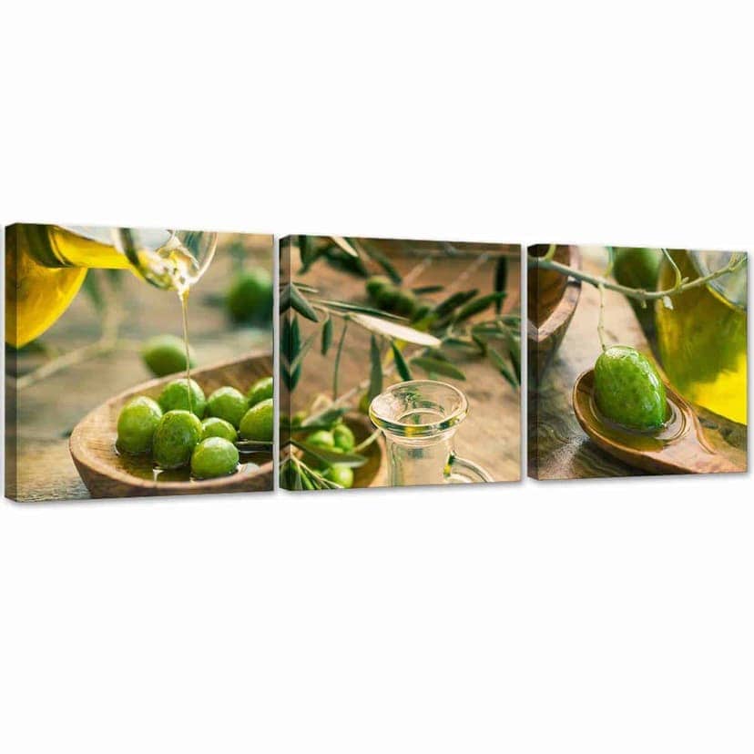 Stampa su tela 3 pezzi, olive olio d'oliva