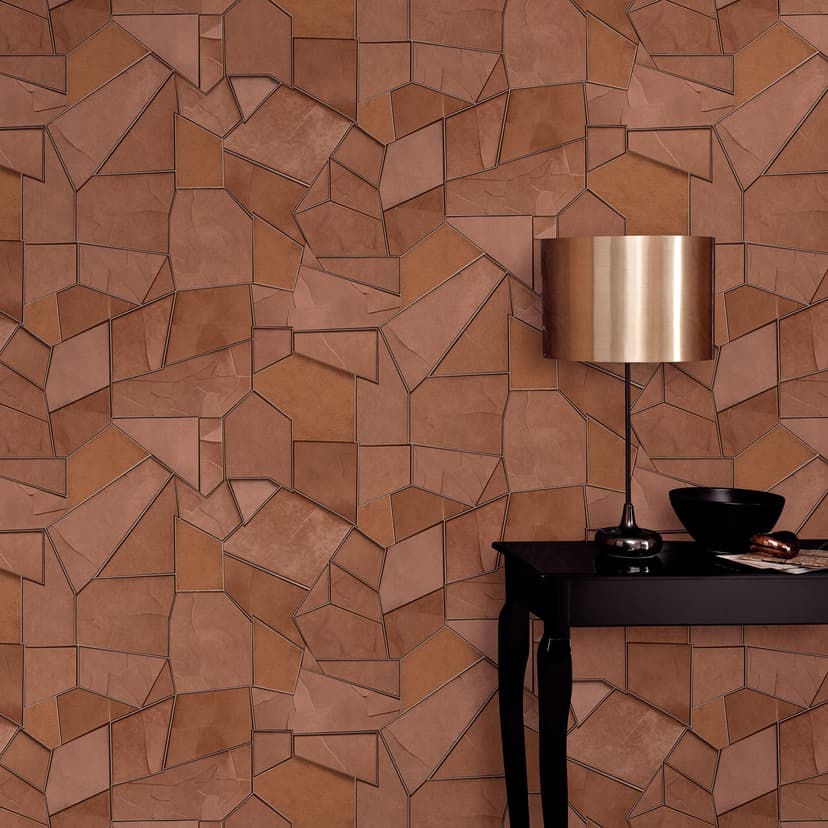 Carta da parati in tessuto non tessuto MOSAIQUE Elle Decoration 4, terracotta