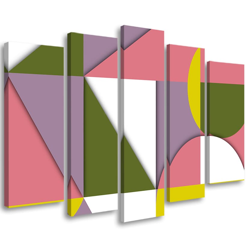 Stampa su tela 5 pezzi, Forme di astrazione geometrica