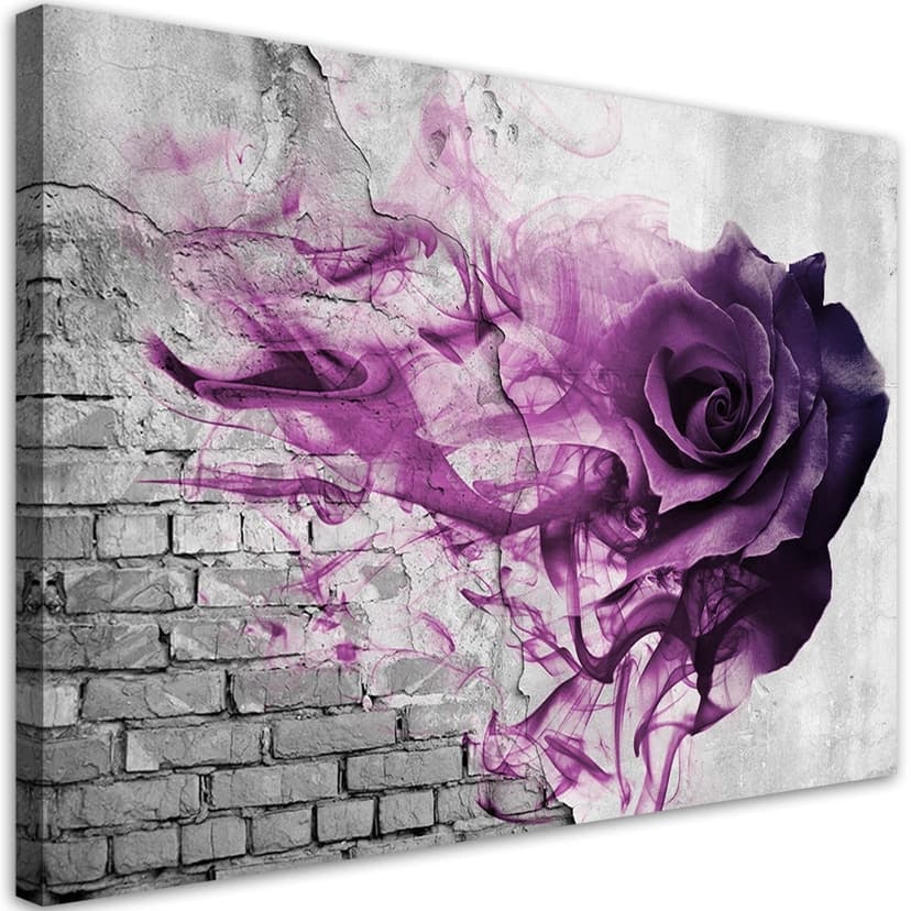 Stampe su tela, Fiori di rosa viola aspetto mattone