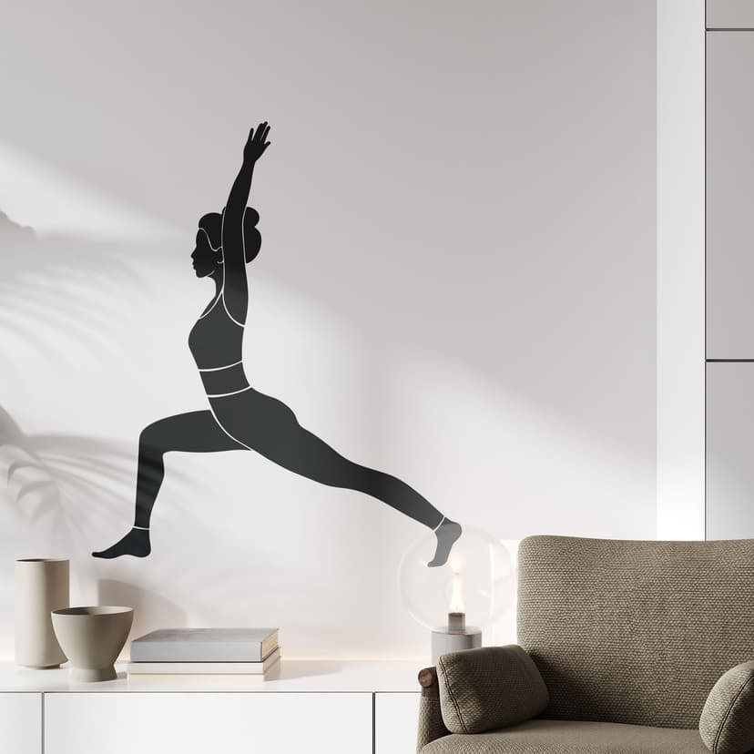 Adesivo murale guerriero yoga silhouette monocromatica