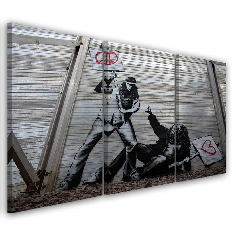 Stampa su tela 3 pezzi, stampa su tela Banksy Street Art