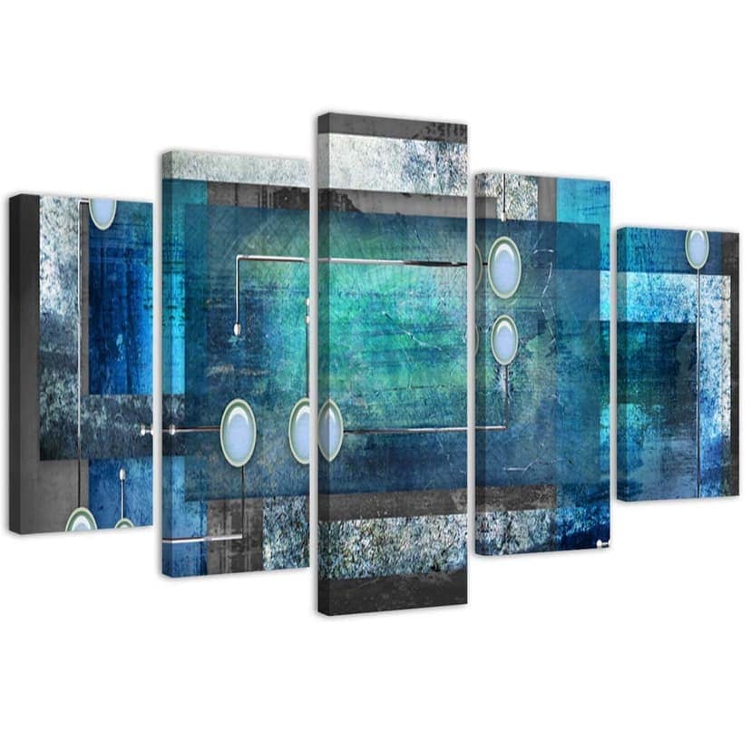Stampa su tela 5 pezzi, blu astratto