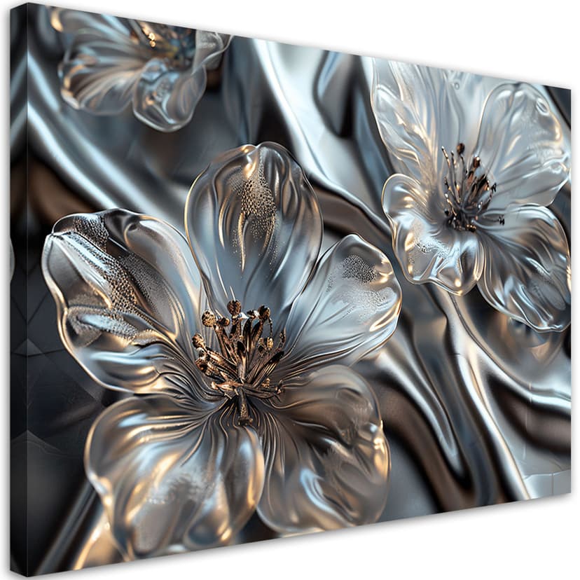 Stampa su tela, Eleganti fiori d'argento