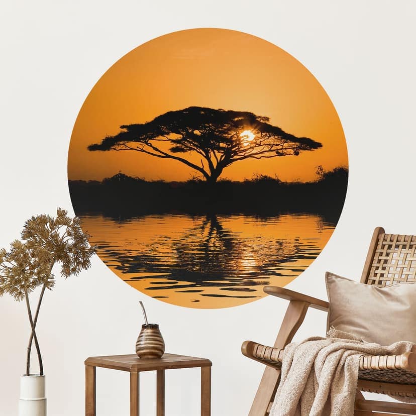 Adesivo murale Africa | Paesaggio al tramonto - Rotondo
