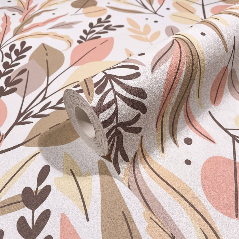 Carta da parati a fiori in tessuto non tessuto Spirit of Jungle bianco, beige