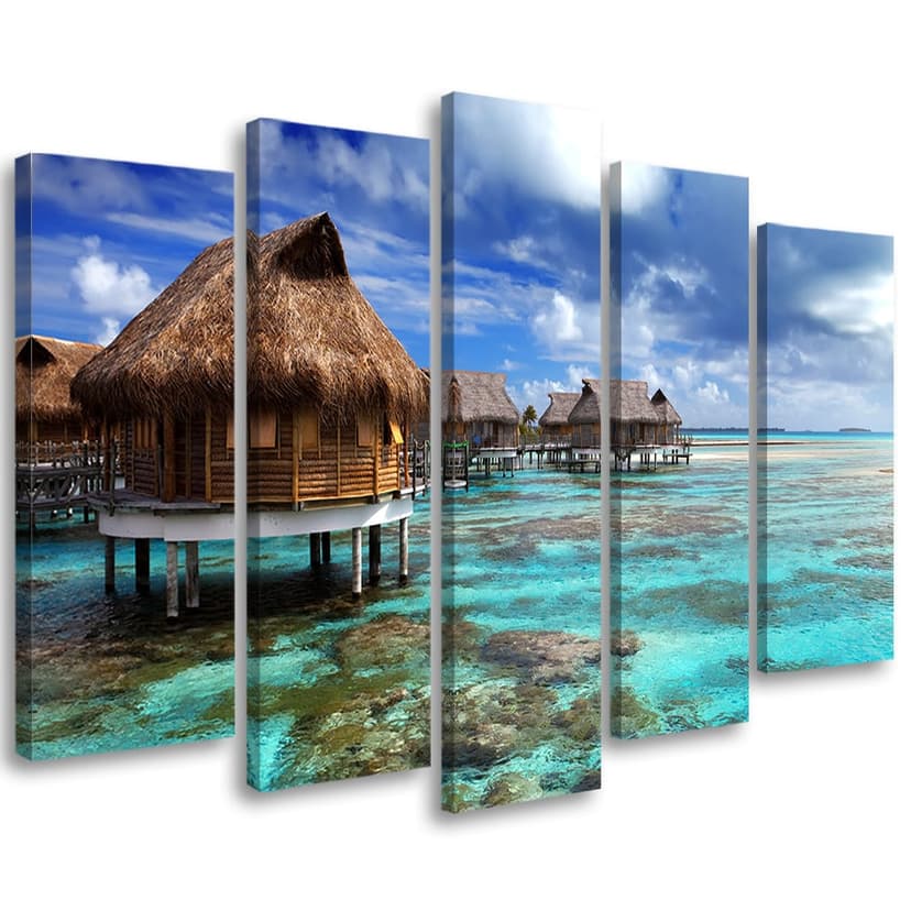 Stampa su tela 5 pezzi Tropical Sea Beach House