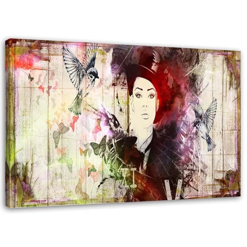 Stampe su tela, Ragazza con cappello Shabby Chic