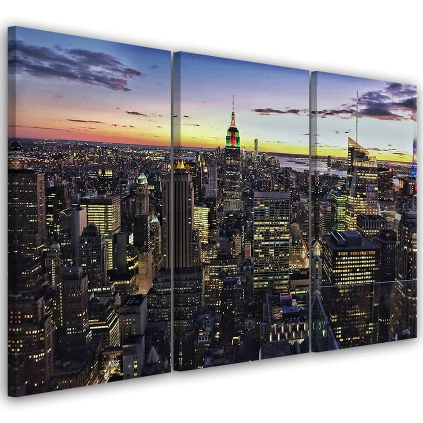 Stampa su tela 3 pezzi, notte di New York City