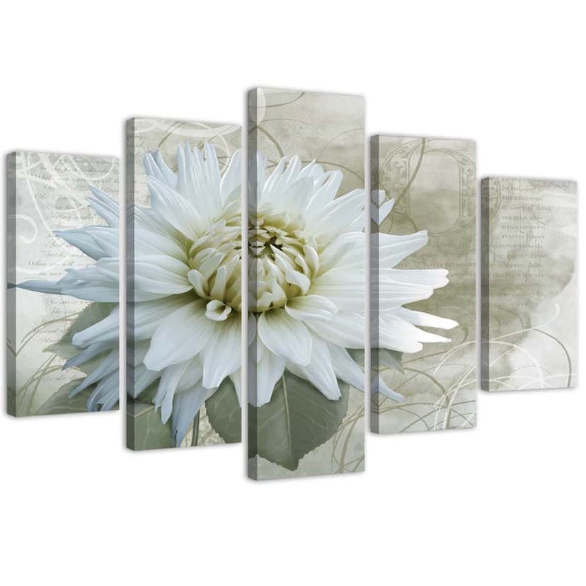 Stampa su tela 5 pezzi fiore bianco beige vintage
