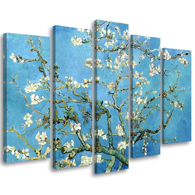 Stampa su tela 5 pezzi, Mandorlo in fiore Vincent Van Gogh