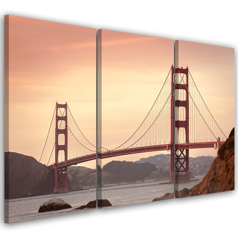Stampa su tela 3 pezzi, Golden Gate Bridge di San Francisco