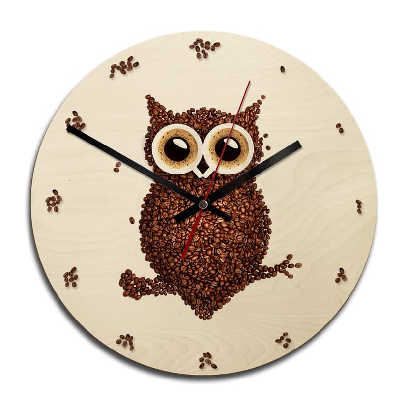 Orologio in legno - Civetta di caffè