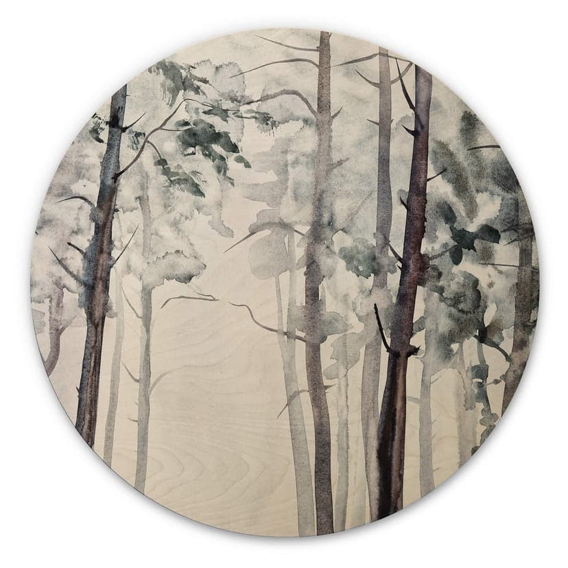 Stampa su legno - Foresta in stile acquerello