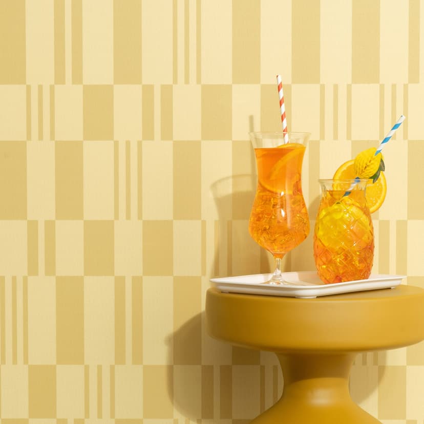 Carta da parati in tessuto non tessuto, carta da parati grafica La Terrasse giallo