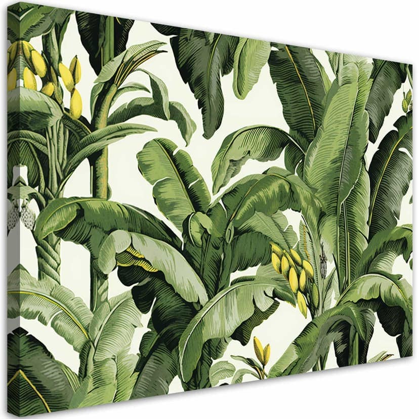 Stampa su tela, foglie di banano verdi