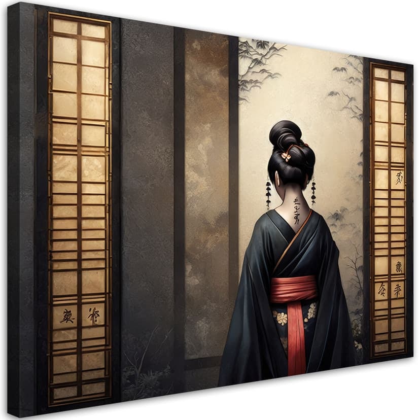 Piatto su tela, Geisha giapponese