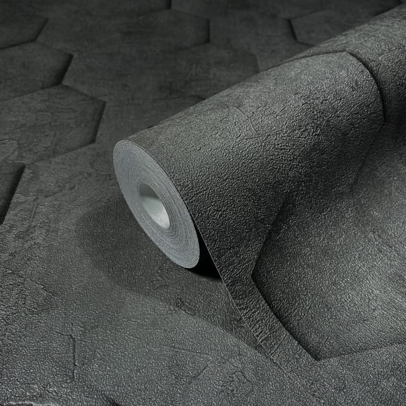 Carta da parati in tessuto non tessuto con motivo a nido d'ape 3D in grafica nera