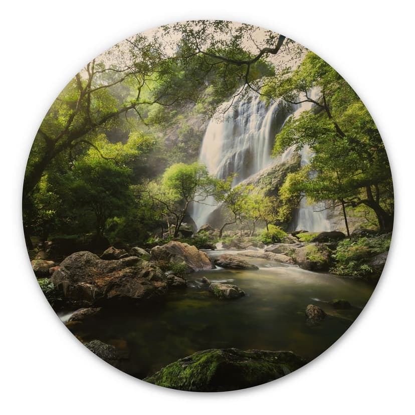 Stampa su legno Cascata nella foresta