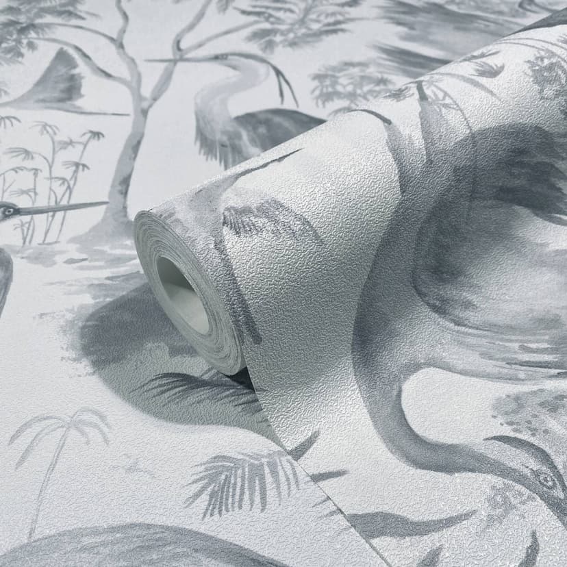 Carta da parati floreale in tessuto non tessuto Spirit of Jungle bianco, grigio