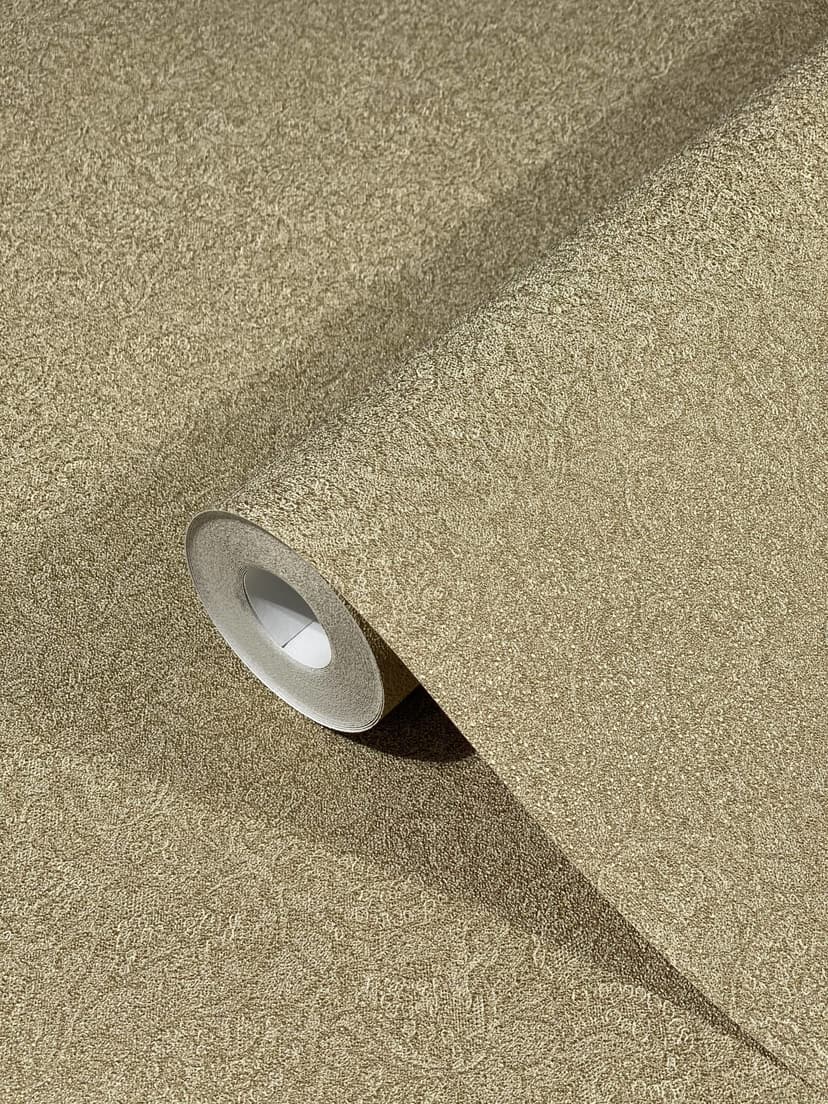 Carta da parati in tessuto non tessuto con foglioline lucide oro floreale di Harald Glööckler