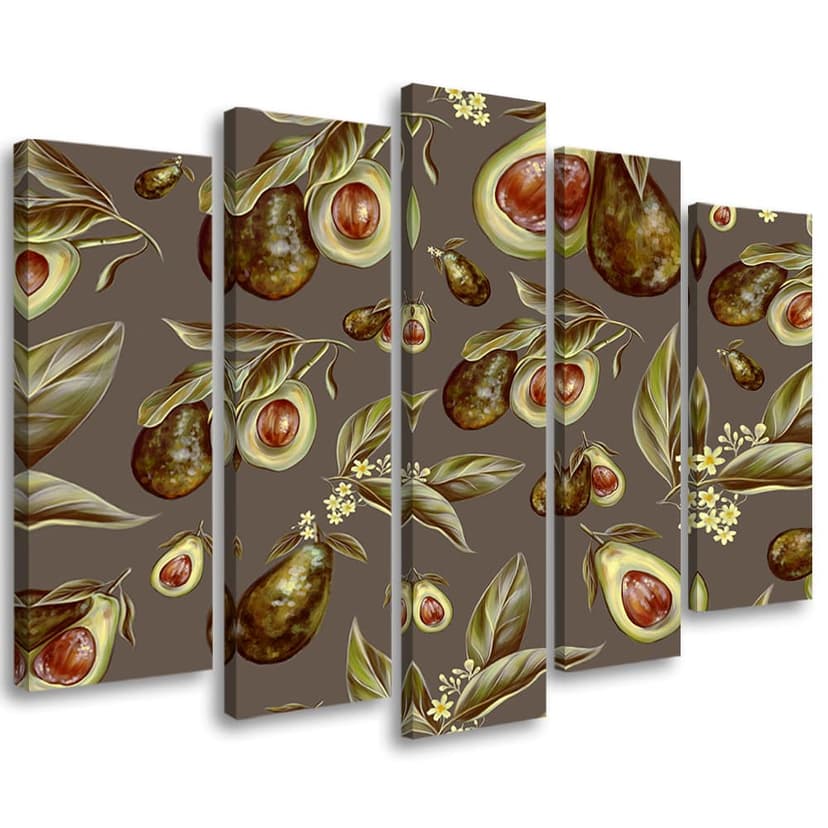Stampa su tela 5 pezzi, metà avocado