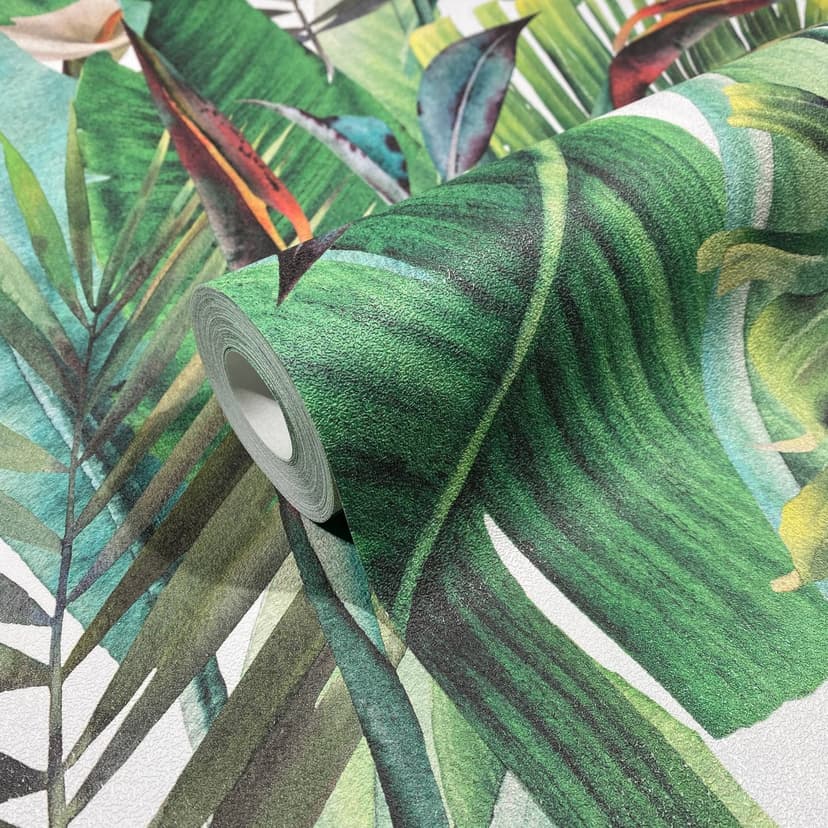 Carta da parati a fiori, carta da parati non tessuta Spirit of Jungle verde, rosso