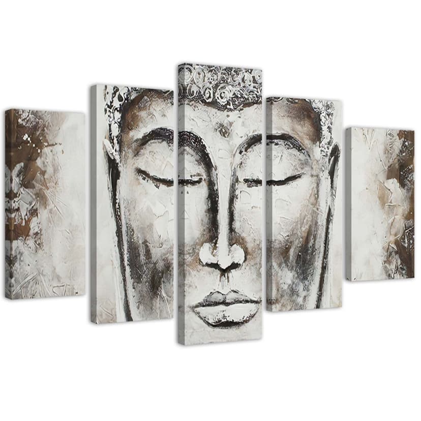 Stampa su tela 5 pezzi, Buddha Grey Zen Spa