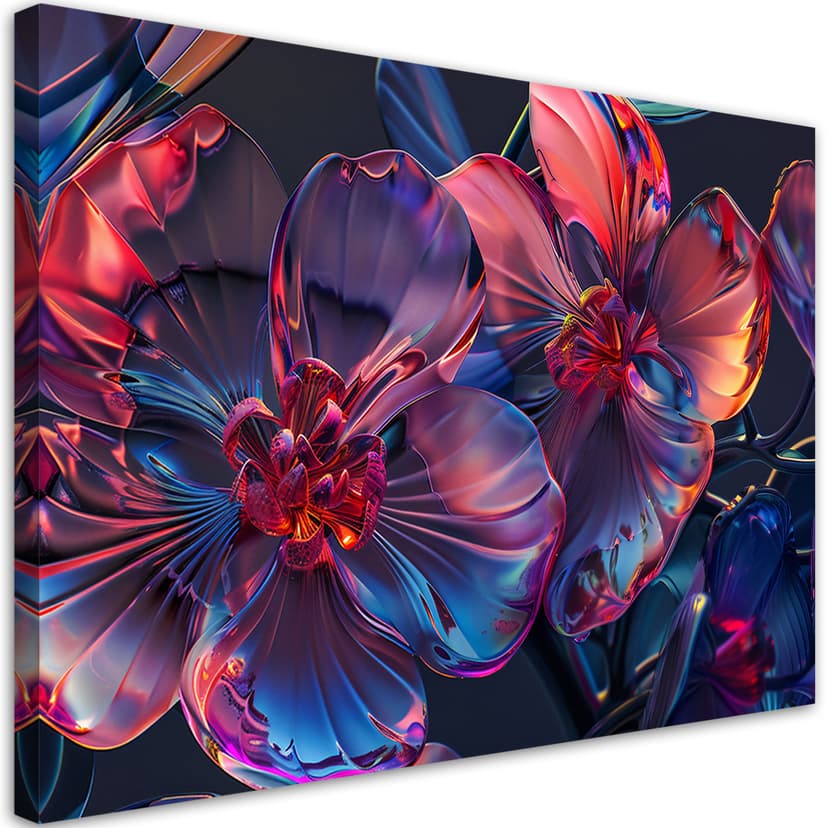 Stampa su tela, fiori macro 3D