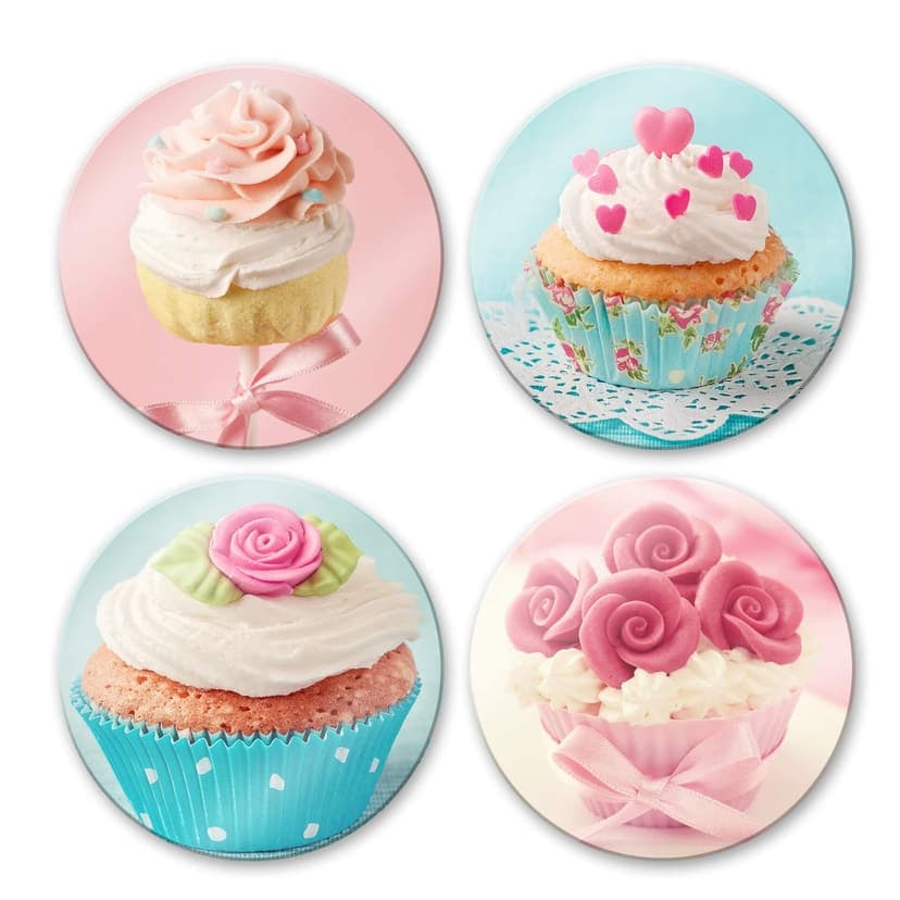 Stampa su vetro - Composizione di pasticcini (4 parti tonde)
