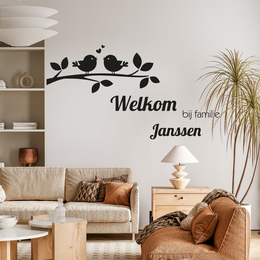 Muursticker + Naam Welkom bij familie