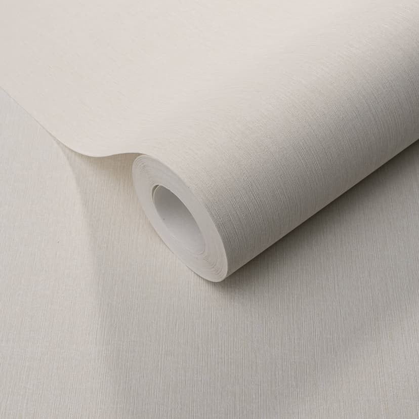 Carta da parati in tessuto non tessuto con trama fine longitudinale in crema