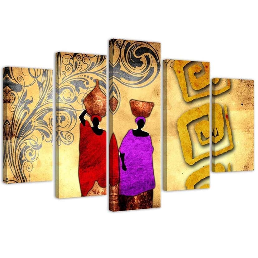 Stampa su tela 5 pezzi, riepilogo donne africane