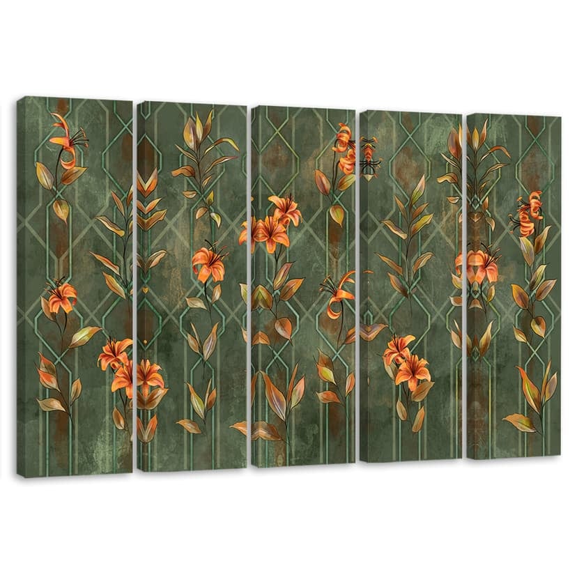 Stampa su tela 5 pezzi Fiore giallo Lilia