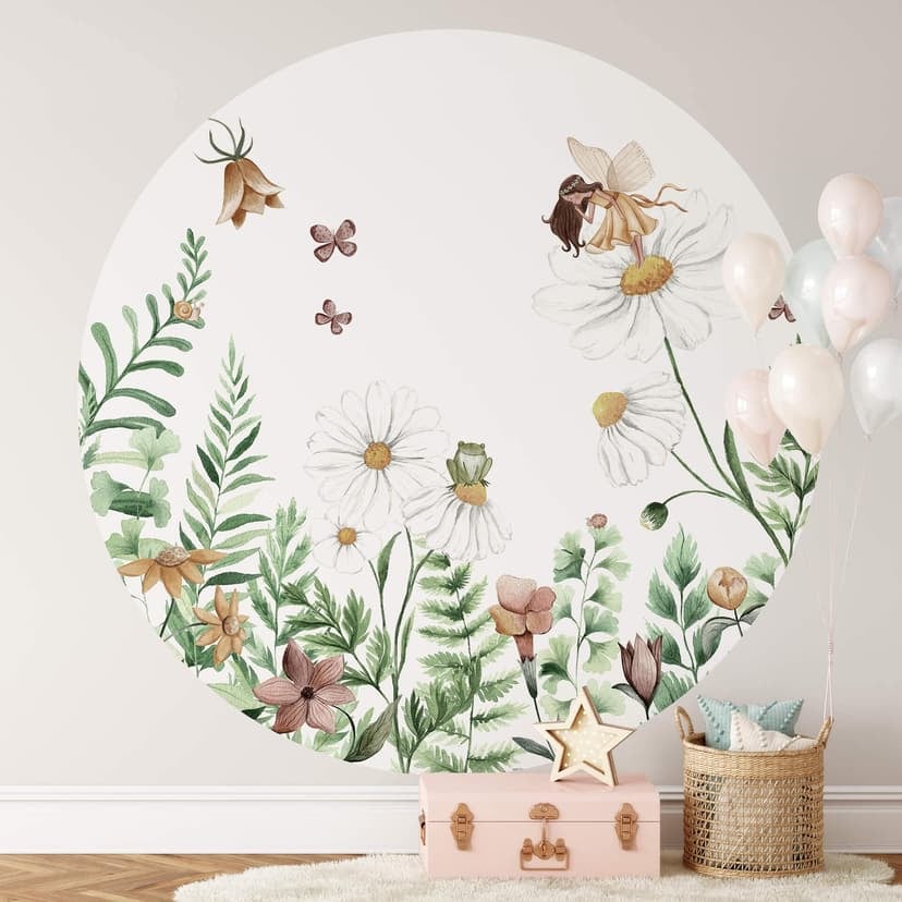 Fotomurale tondo Kikki Belle - Giardino delle fate - carta da parati in tessuto non tessuto/carta da