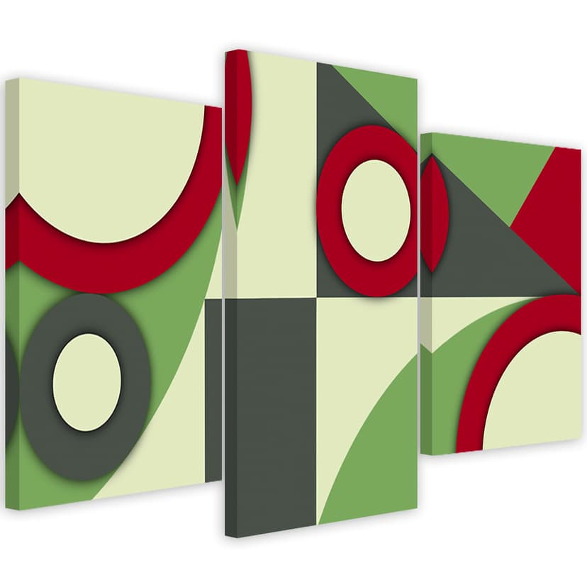 Stampa su tela in 3 parti, Forme astratte geometriche