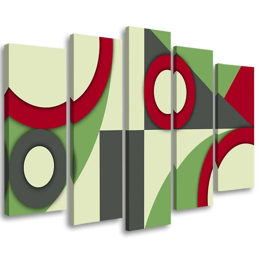 Stampa su tela 5 pezzi, Forme di astrazione geometrica