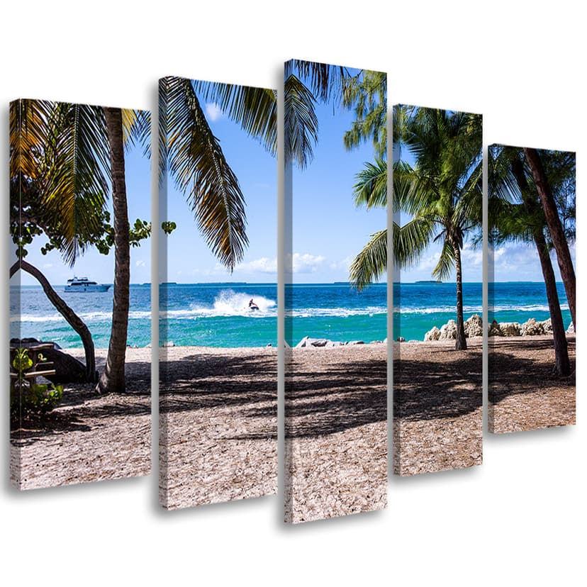 Stampa su tela 5 pezzi Palme da spiaggia tropicale