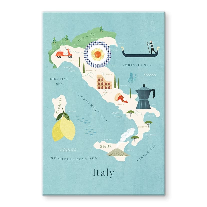 Stampa su vetro Mappa dell'Italia - Rivers