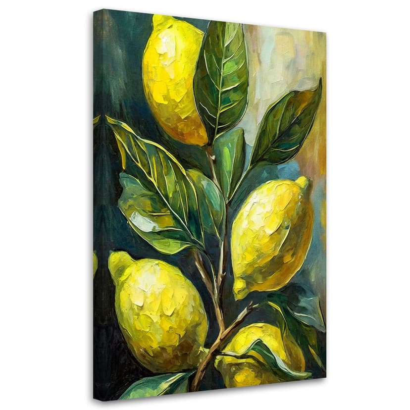 Stampa su tela, Limoni e foglie