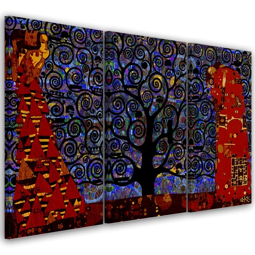 Stampa su tela 3 pezzi Albero blu della vita Astrazione