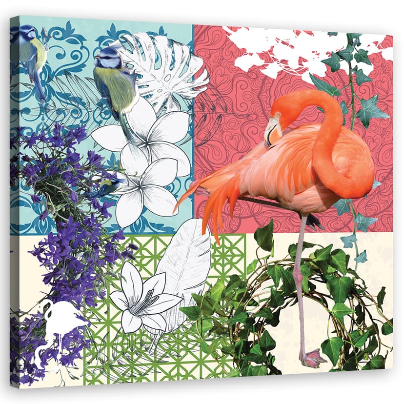 Stampe su tela, Collage di fenicotteri e uccelli