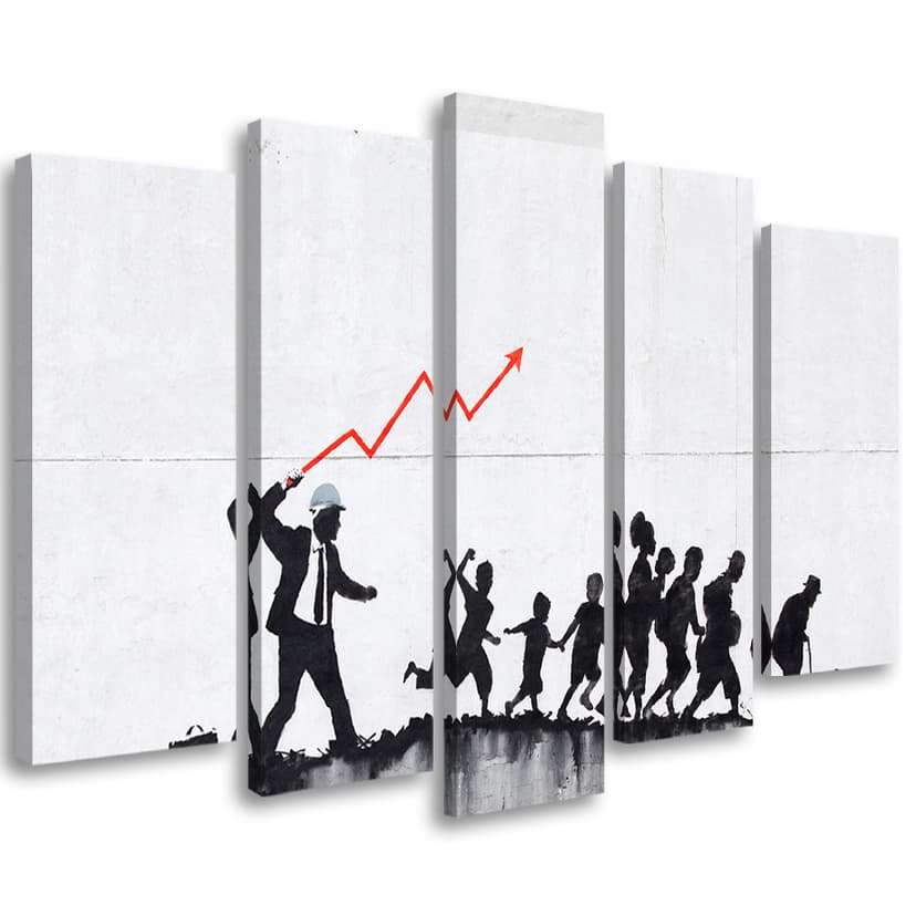 Stampa su tela 5 pezzi, pittura murale Banksy Graffiti