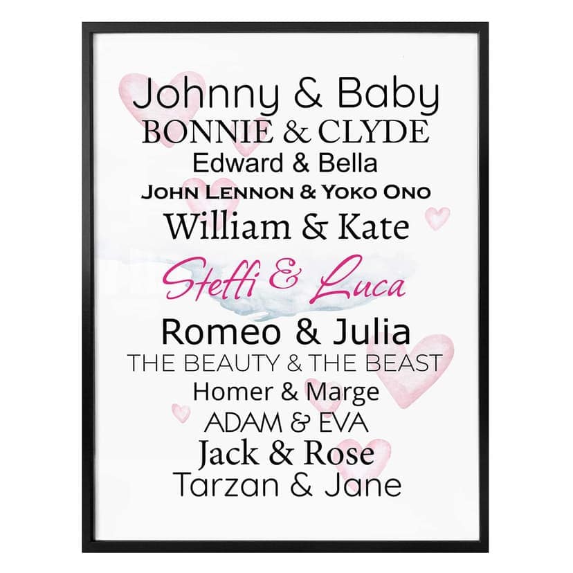 Poster coppie famose + Testo personalizzato