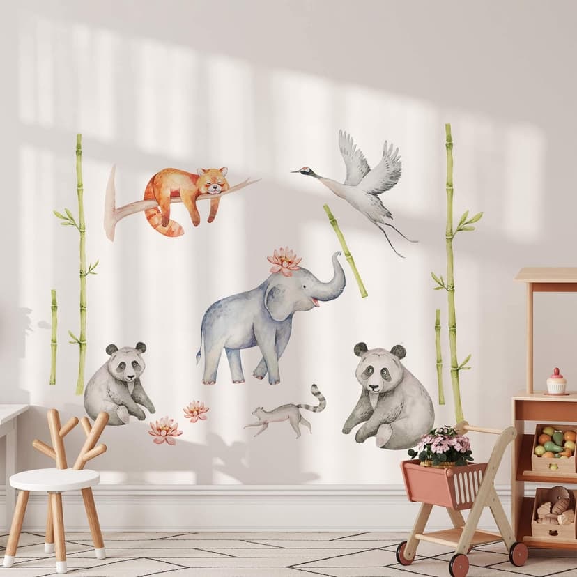 Set di adesivi murali sugli animali asiatici (14 pezzi) - Kvilis