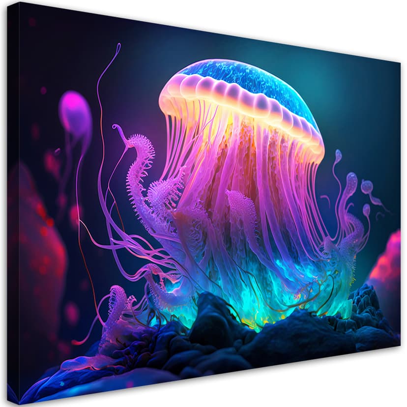 Stampa su tela meduse al neon