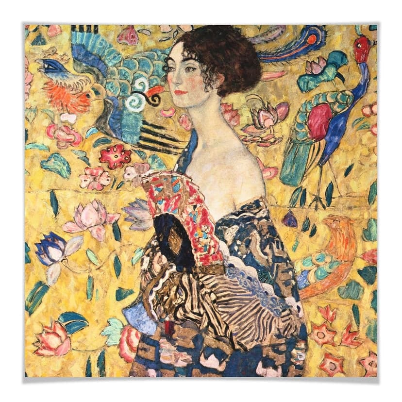 Poster Klimt - Donna con ventaglio